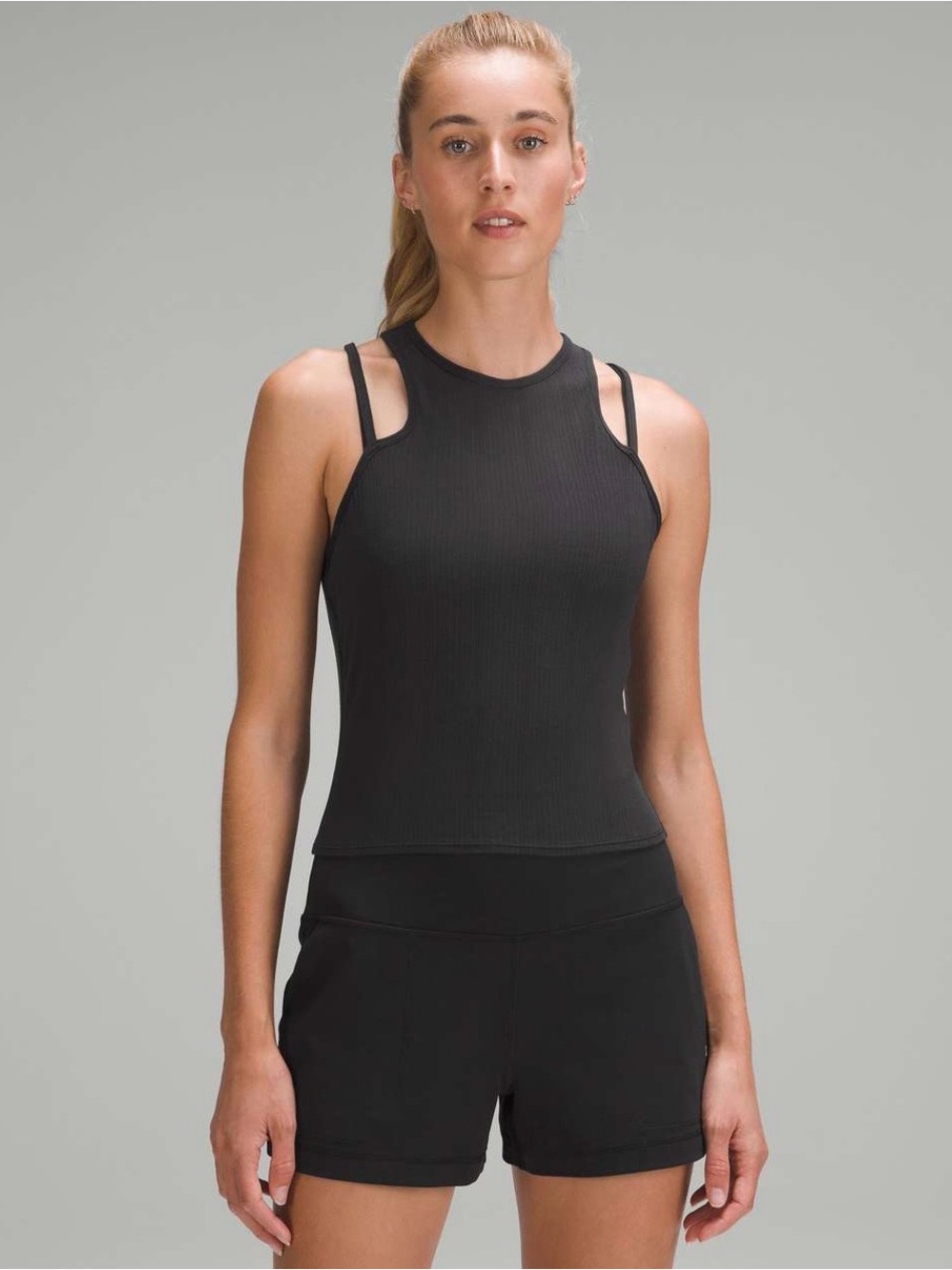 Lululemon double strap yoga tank top black size 2